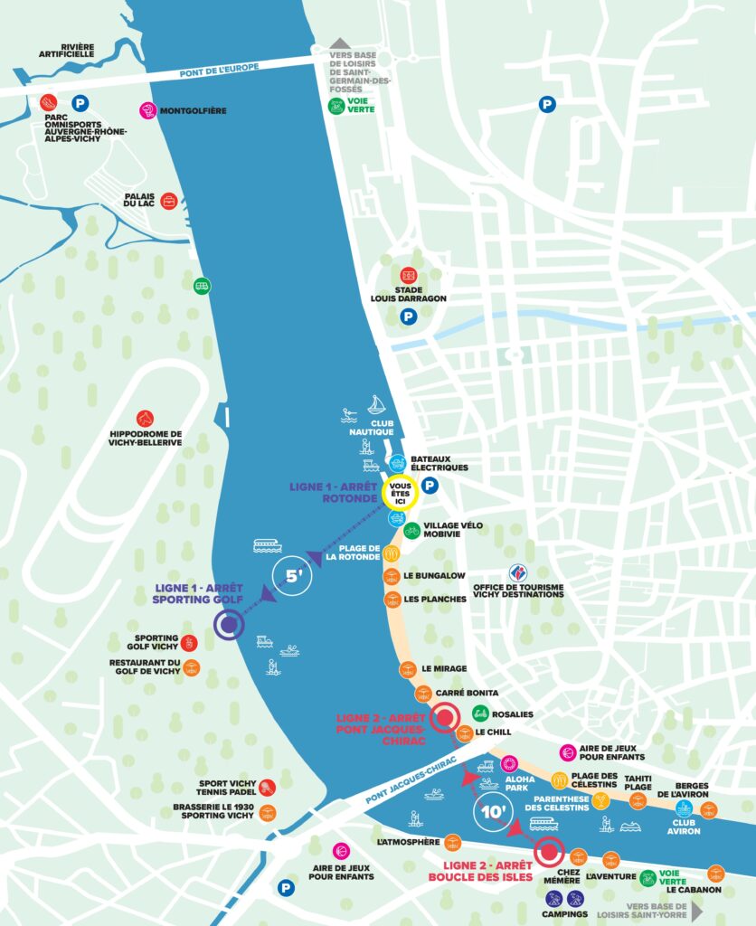 Vichy plan lac d'allier navettes fluviales