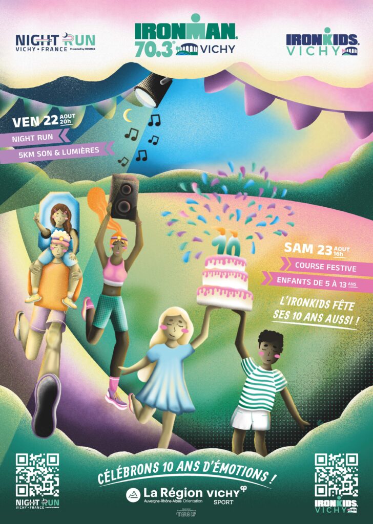Affiche de l'IRONKIDS et Nightrun 2025 à Vichy