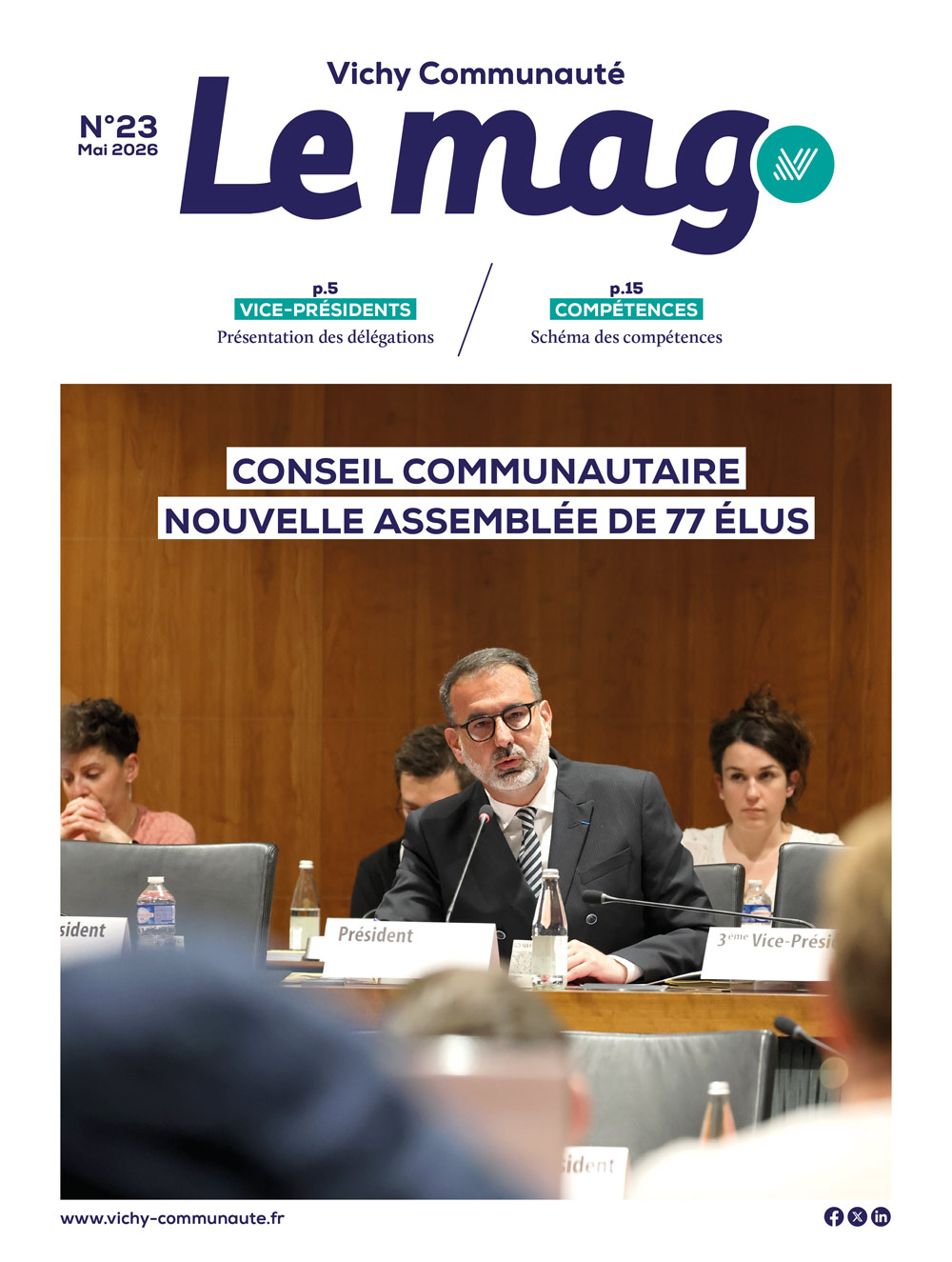 'Le mag' Vichy Communauté : Conseil Communautaire :  
nouvelle assemblée de 77 élus